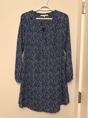 Daniel Rainn Navy Blue Printed Long Sleeve Tunic Dress